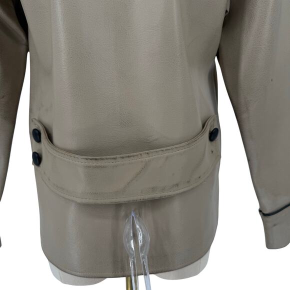 Vintage 1970s Dynahyde Faux Leather Jacket Cropped Boxy Contrast Trim Women's 10 - Picture 4 of 16